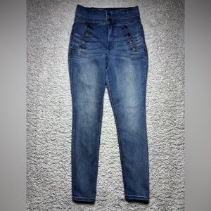 Express Jeans Womens 0 Super High Rise Sailor Buttons Perfect Curves Stretch